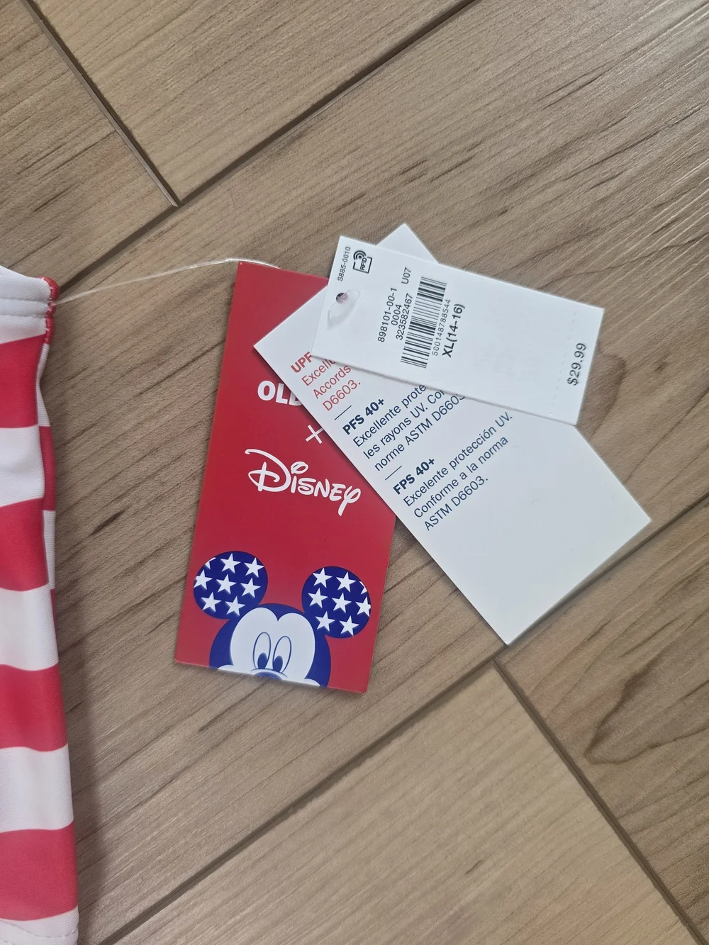 Disney Girls Red & White Striped Minnie Mouse Cutout One-Piece Swimsuit